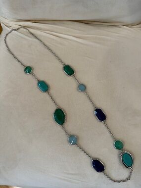 Premier Jewelry Multi-Tone Blue & Green Stone Long Necklace